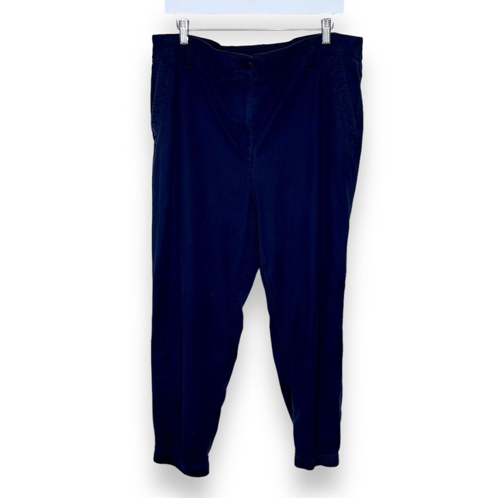 Talbots Jogger Navy Blue Relaxed Leg Ankle Length Women XL Pull On Cotton Blend